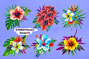 Watercolor Tropical Flowers, a Decorative Illustration by BLAZTIGRA (Thumbnail 3 of 6)