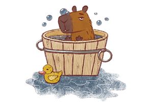 Calm Capybaras-Digital Illustration