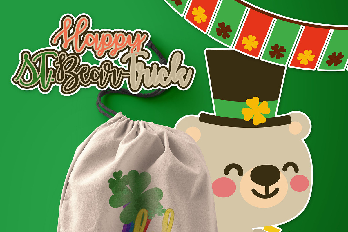 Happy St. Beartrick Day Clip Art, a Seasonal Illustration by Cozy Cat Design (Photo 6 of 10)