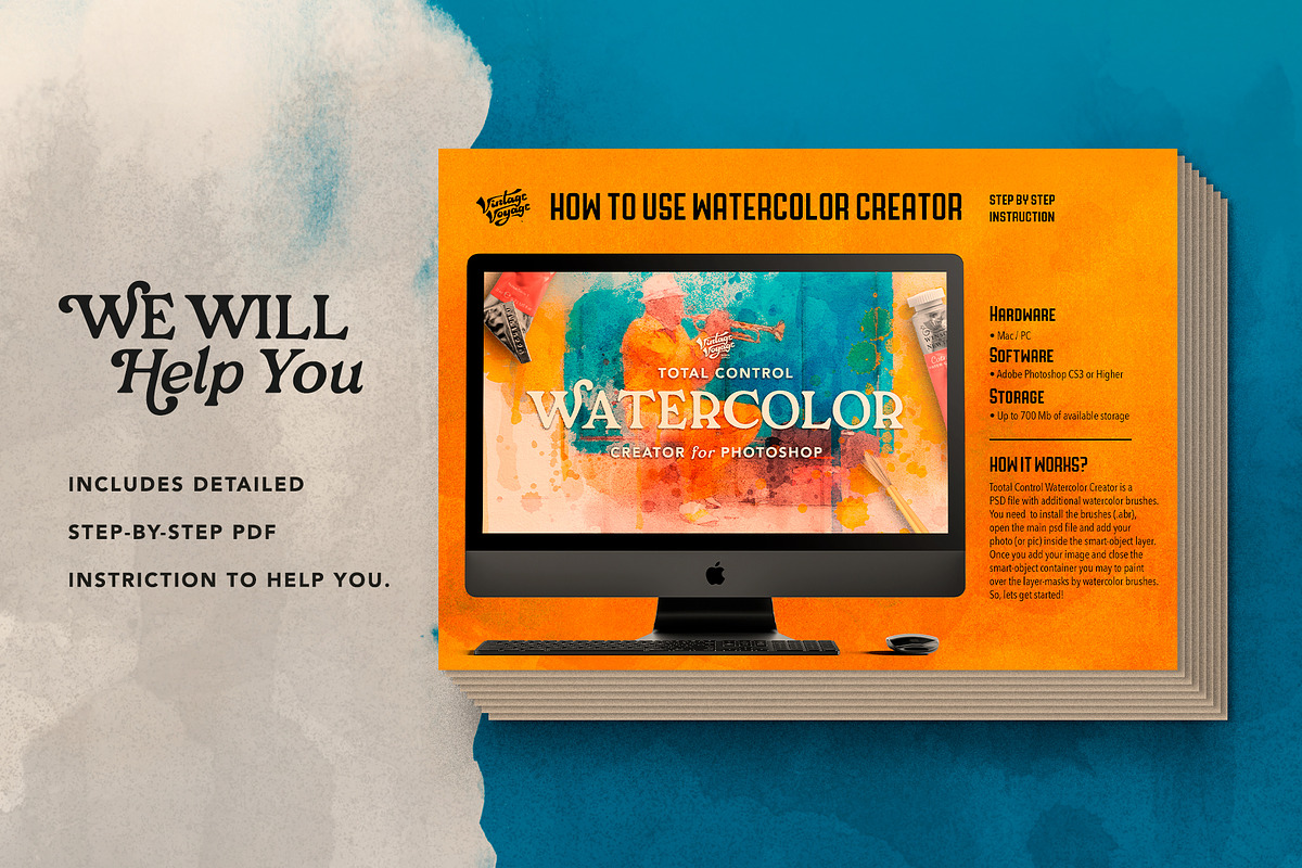 Total Watercolor Creator • SALE, an Action Add-On by Vintage Voyage Supply (Photo 11 of 11)