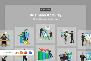 Business Activity 3D Icon Set, a Work Illustration by twinstd