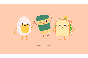 Breakfast food. Fresh sandwich with, a Food Illustration by LadadikArt