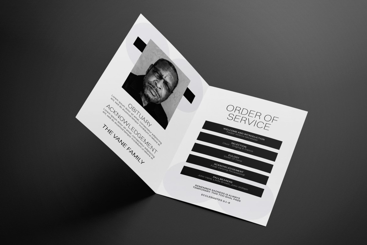 Grey Utilitarian Funeral Program, a Brochure Template by graphicook (Photo 2 of 3)