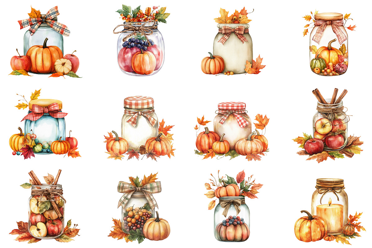 Watercolor Autumn Jar Sublimation, an Illustration by CitraGraphics (Photo 4 of 6)