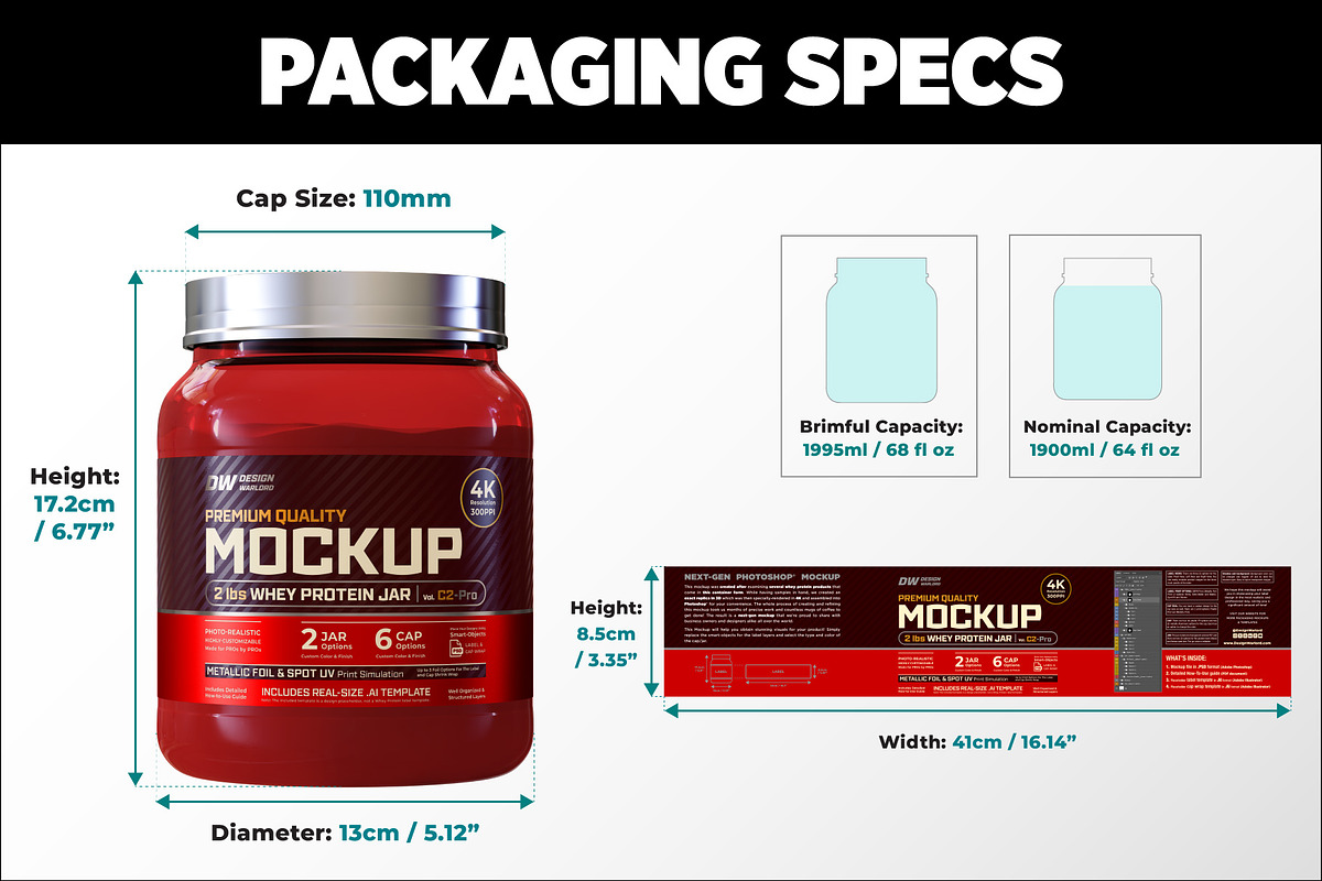 2lb Whey Protein Jar Mockup C2-Pro, a Packaging Mockup by Design Warlord (Photo 13 of 16)