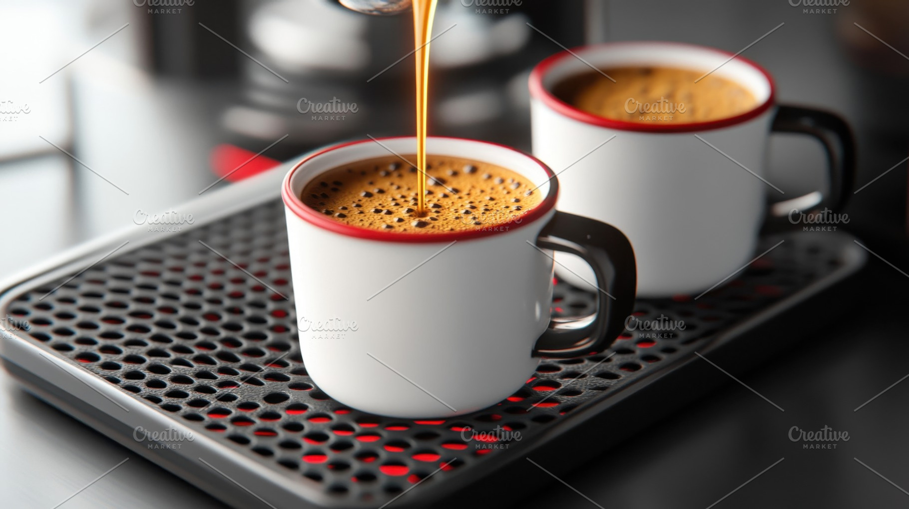 Coffee pouring into cups at caf, a Photo by Beautiful things