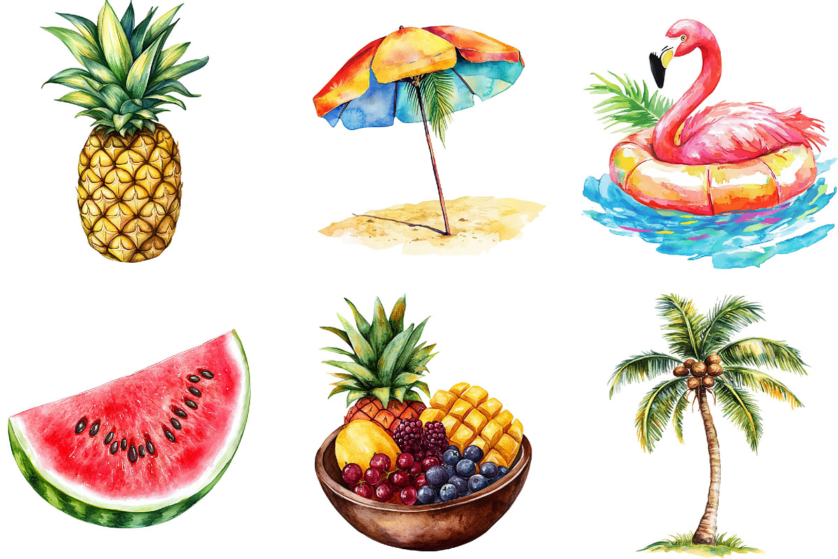 Watercolor Tropical Heat Clipart, an Illustration by Designking (Photo 2 of 5)