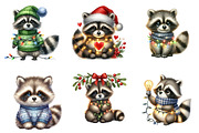 Christmas Racoon Clipart Bundle, an Illustration by SinaCreation (Thumbnail 3 of 7)