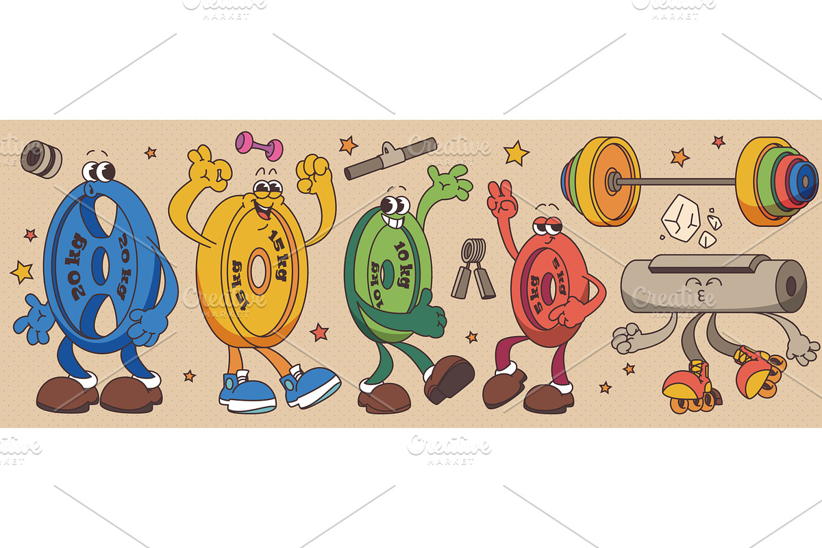Groovy retro sport character mascots, a Sport Illustration by art PVP - market