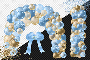 Blue And Gold Balloon Arch Clipart