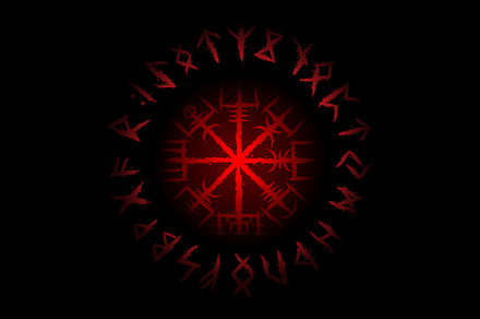 Vegvisir viking symbol with runes