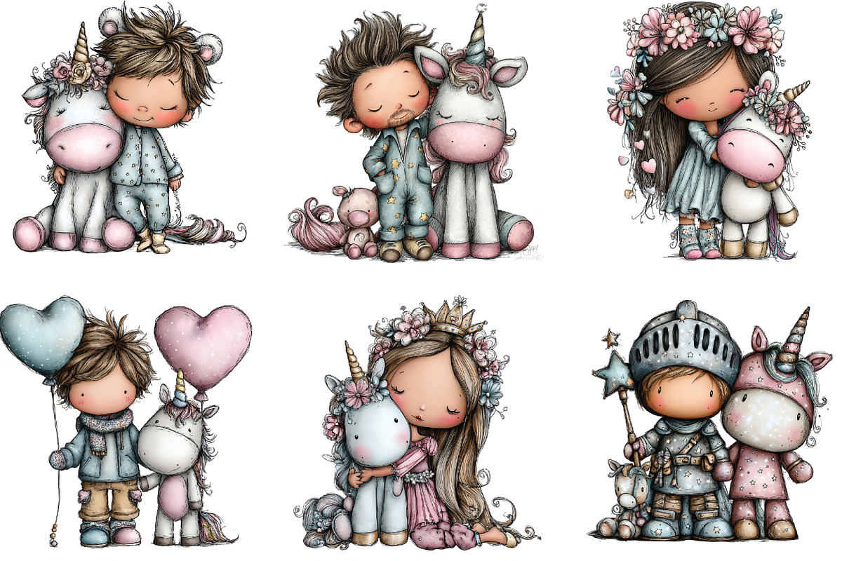 Whimsical Human Unicorn Love Clipart, an Illustration by CraftArtStudio (Photo 3 of 6)