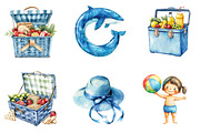 Watercolor Blue Summer Family PNG, an Illustration by SinaCreation (Thumbnail 2 of 4)