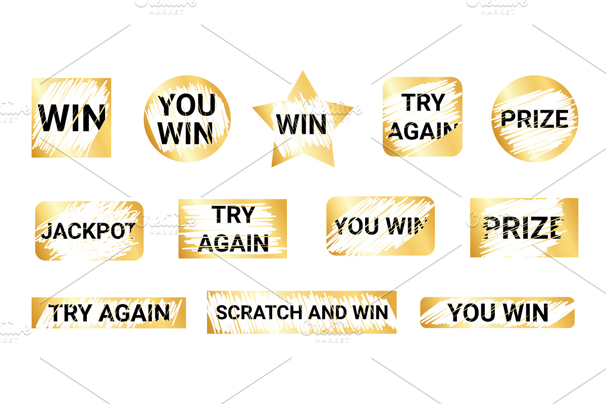 Scratch lottery card shapes set -, an Object Illustration by YuliiaOsadcha