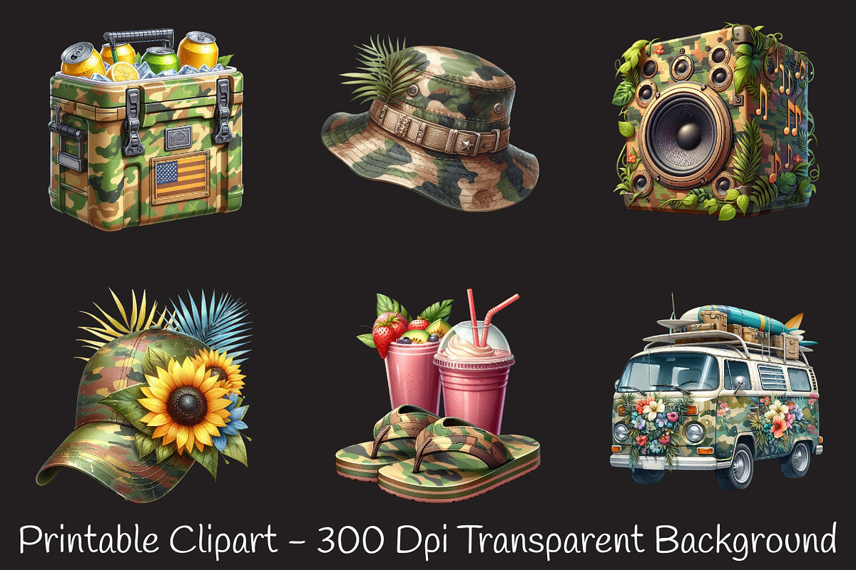 Camouflage Summer Sublimation Clipar, a Seasonal Illustration by RobertsArt (Photo 7 of 7)