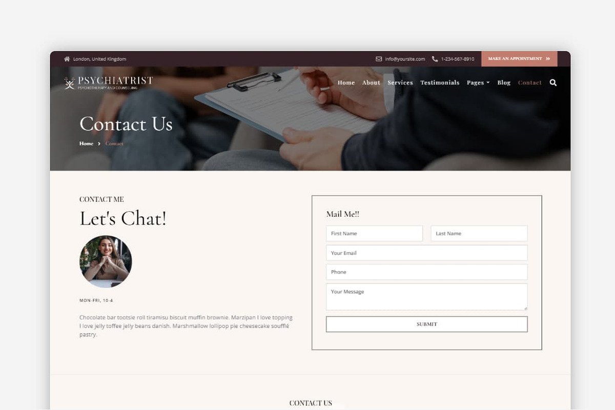 Psychiatrist WordPress Theme, a WordPress Template by Your Theme Shop (Photo 3 of 9)