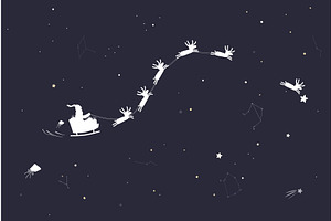 Santa Sleigh Flying Through Starry, an Object Illustration by Toltemara