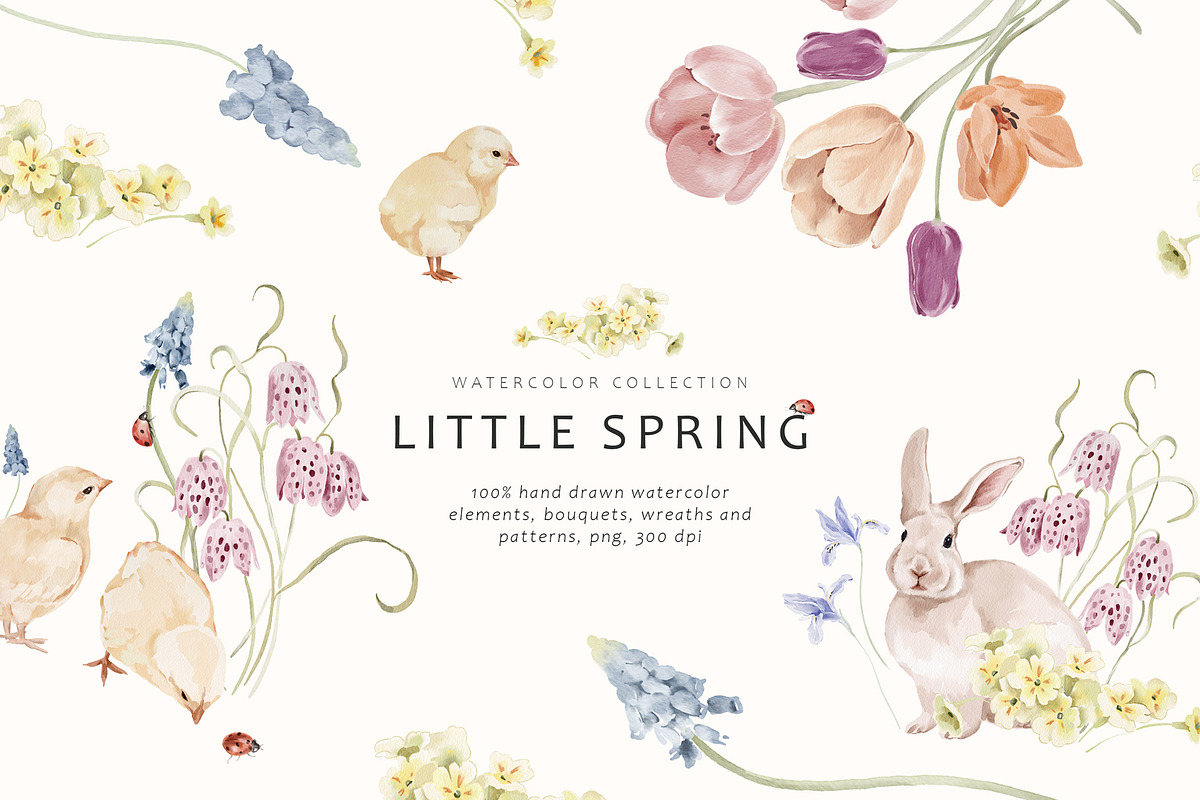 Little Spring Watercolor Set, an Object Illustration by Watercolor_Ma (Photo 1 of 6)