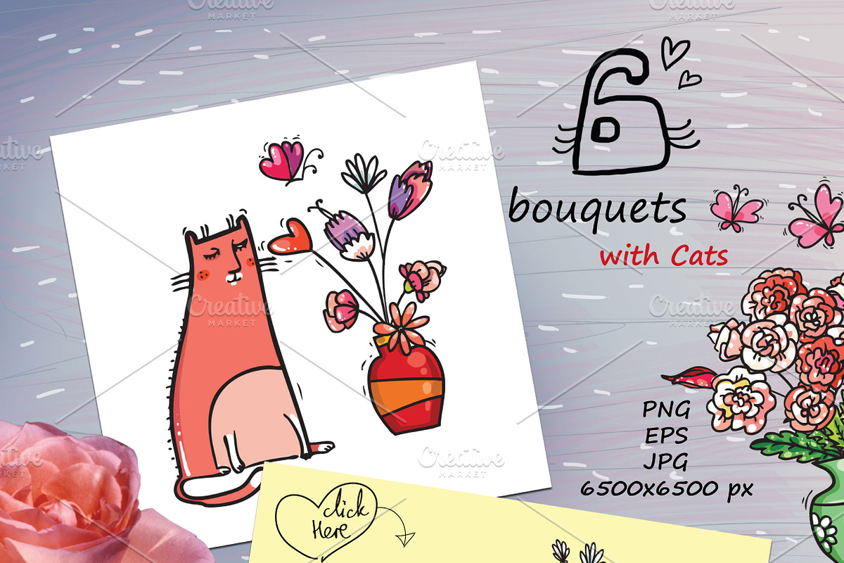St.Valentine's Cats - 82 elements, an Animal Illustration by Zooza Art (Photo 3 of 8)