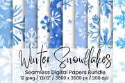 Winter Snowflake Digital Paper, an Illustration by Mashimara (Thumbnail 1 of 4)