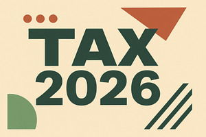 Tax theme with geometric shapes on b, a Photo by Dvoevnore photos