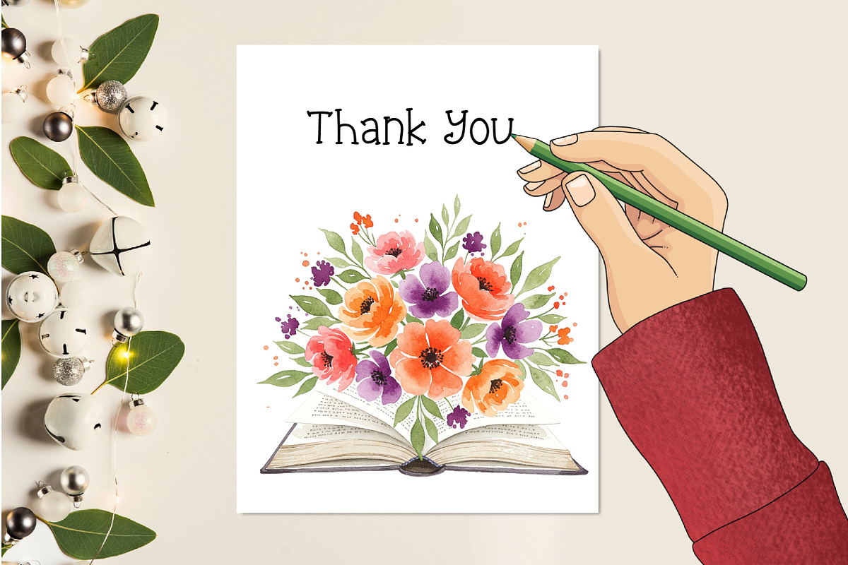 Vintage Flowers With Book Clipart, an Illustration by Creative Art (Photo 9 of 9)