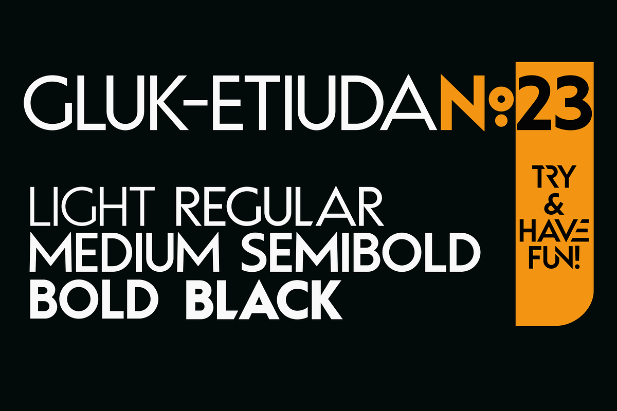 Gluk Etiuda No23, a Sans Serif Font by glukfonts (Photo 1 of 15)