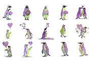 Valentine's Whimsical Penguin Clipar, an Illustration by DreamArtGraphic (Thumbnail 2 of 4)