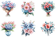 Pink Aqua and  Floral Bouquets, an Illustration by Designworld (Thumbnail 5 of 7)