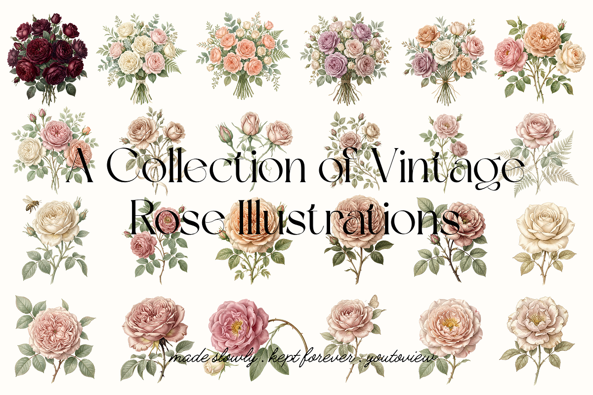 Vintage Rose Botanical Illustrations, a Decorative Illustration by youtoview (Photo 3 of 20)