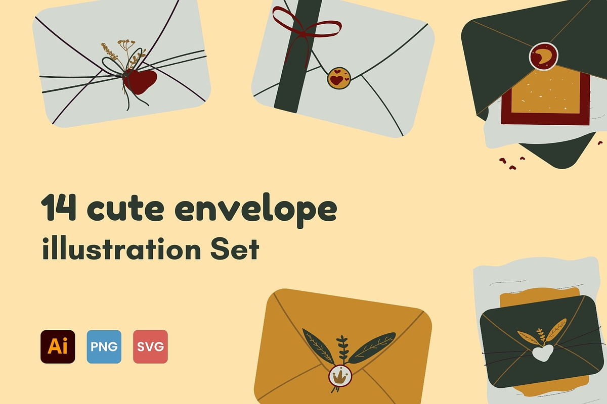 Cute Envelope Illustration, an Illustration by GravitaSign (Photo 1 of 2)