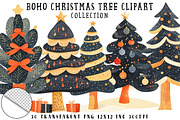 Boho Christmas Tree Clipart, an Illustration by OK Design (Thumbnail 1 of 6)