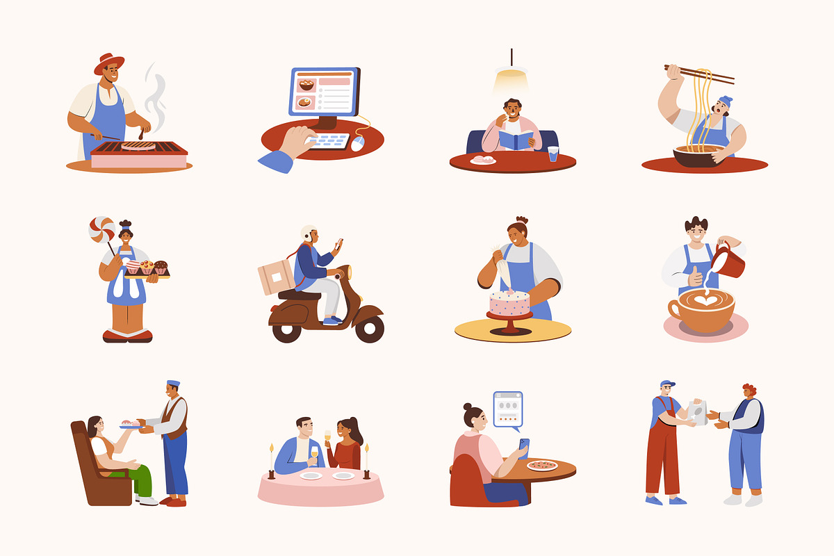 Food and Delivery Illustration Set, a Food Illustration by Vectors Market (Photo 4 of 9)