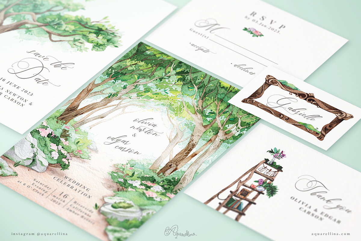 Fairytale Forest Wedding Invitations, an Invitation Template by Aquarellina (Photo 4 of 4)