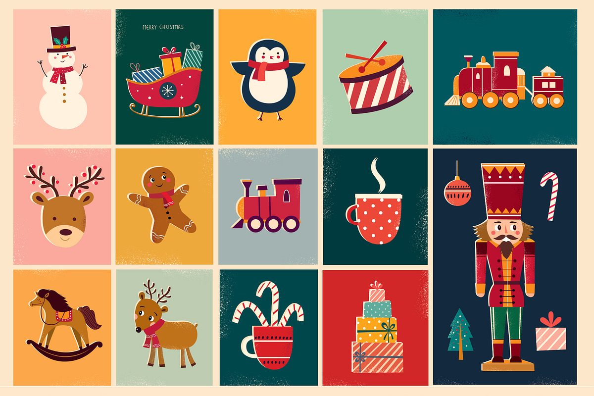 Vintage Christmas collection, a Decorative Illustration by MoleskoStudio (Photo 1 of 11)