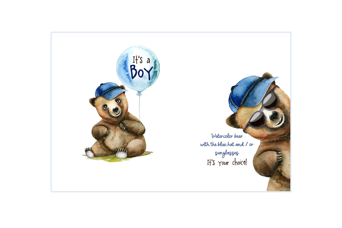 The Little Bear Watercolor Set, an Animal Illustration by Tinydew (Photo 3 of 8)
