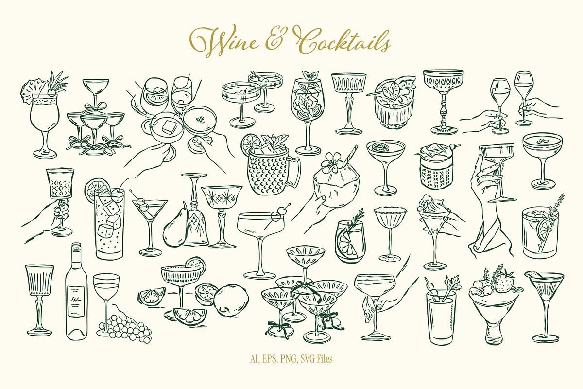 Cocktails and wine 130 illustrations, a Food Illustration by DesignThatMatters (Photo 11 of 12)