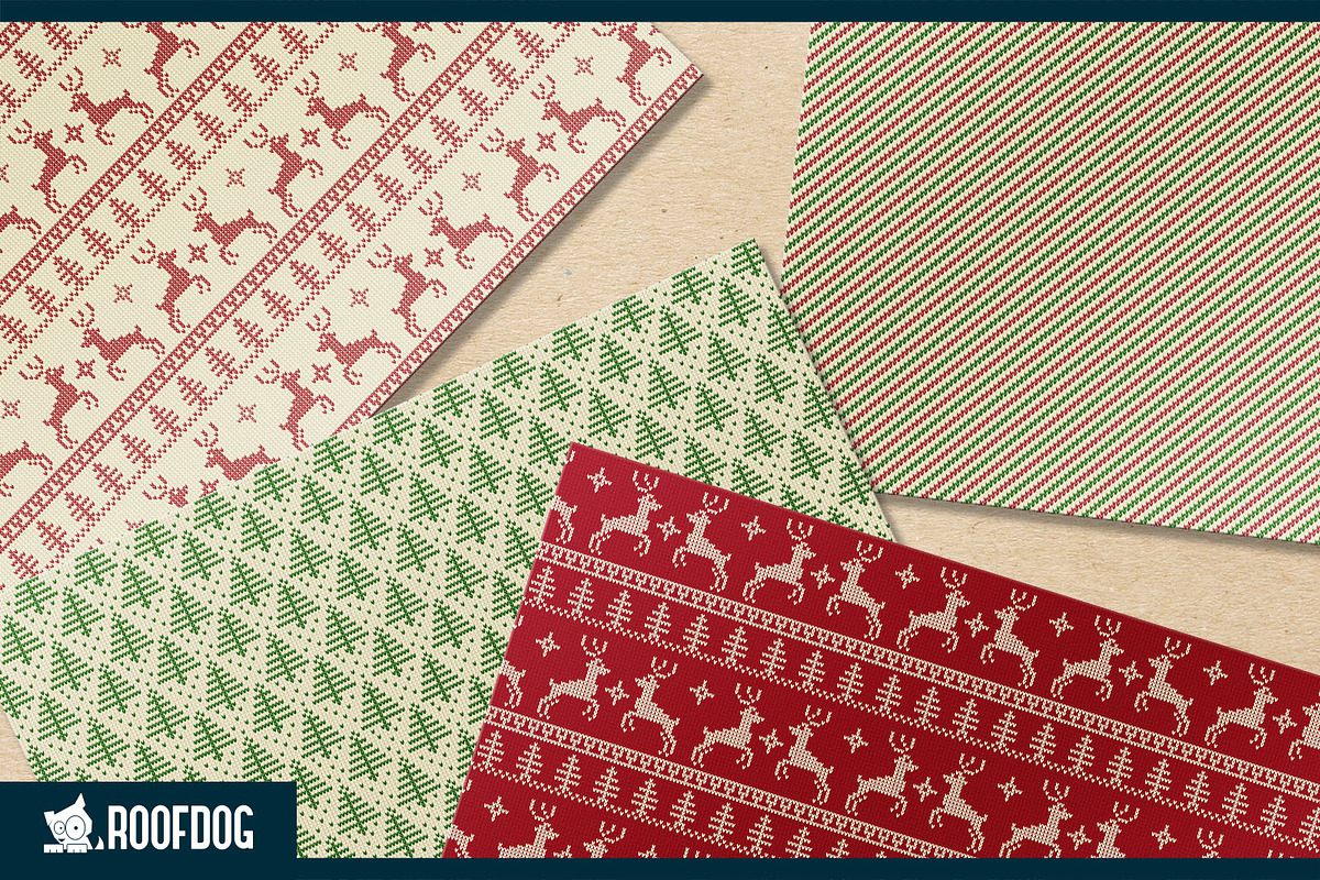 Ugly red and green Christmas sweater, a Pattern Graphic by Roofdog Design