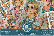 Country Girls Junk Journal Pages, an Illustration by NiiiNArt (Thumbnail 1 of 8)