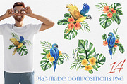 Parrots & tropical leaves watercolor, an Animal Illustration by NATASHA CHU (Thumbnail 3 of 21)