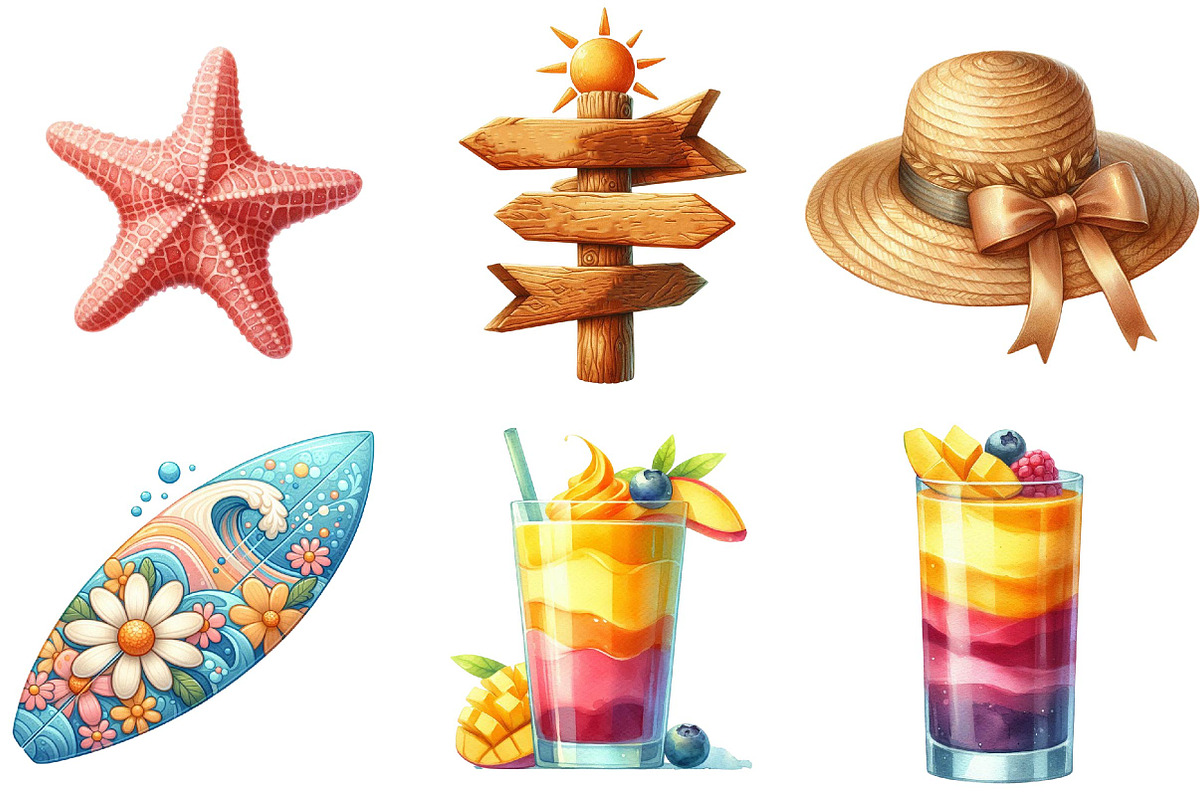 Watercolor Summer Clipart, an Illustration by DreamPrint404 (Photo 6 of 6)