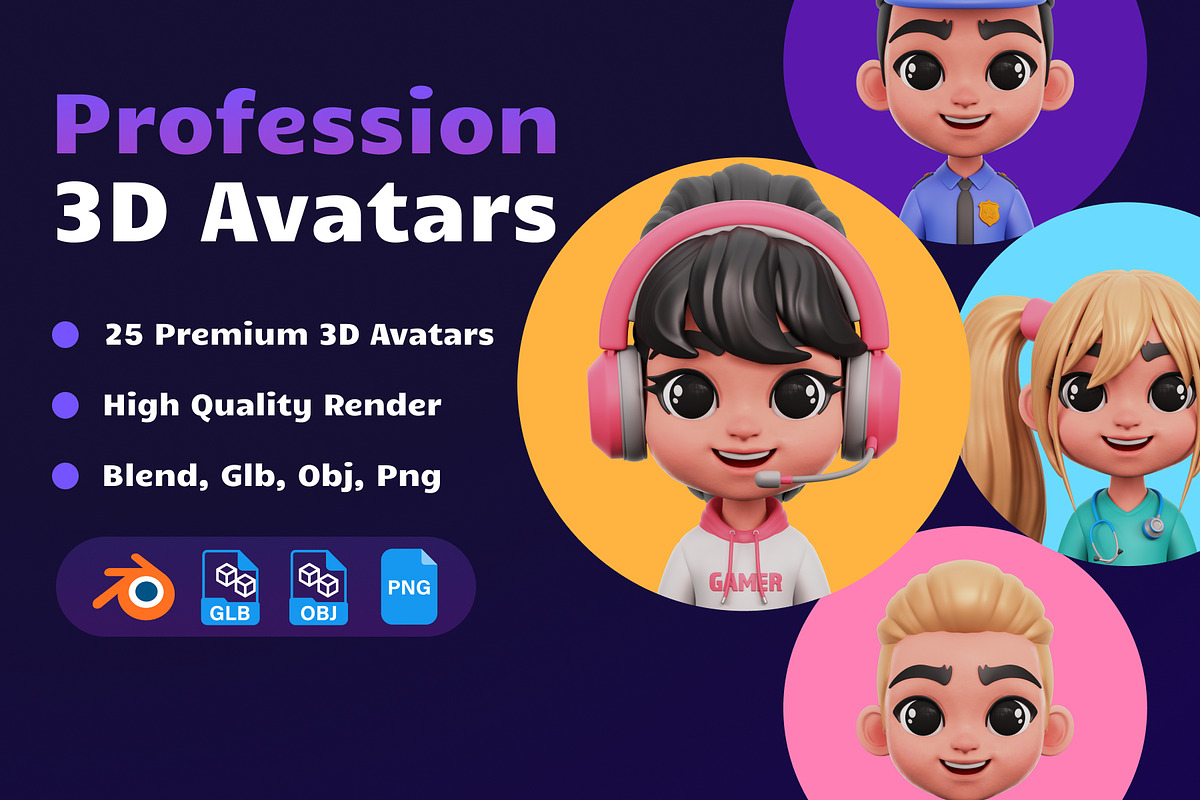 Profession 3D Avatar Set, a Characters & Person 3D Model by Kentung 3D (Photo 1 of 6)