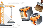 Watercolor Construction Clipart PNG, a Transportation Illustration by Mespilia (Thumbnail 3 of 5)