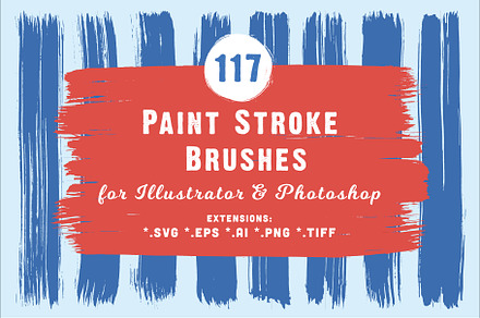 117 Paint Stroke Brushes *.ai *.abr, a Brush Add-On by Textures & Backgrounds