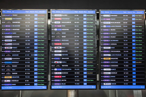 Airport timetable display, a Photo by saiko3p
