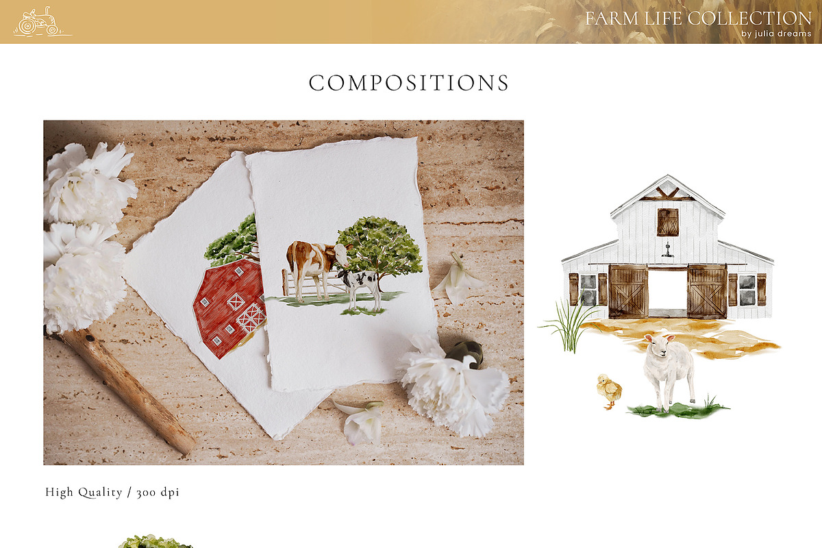 Farm Life Watercolor Collection, an Object Graphic by Julia Dreams (Photo 11 of 12)