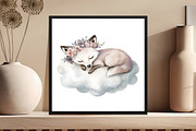 Cute Dreaming Arctic Fox Boho Clipar, an Illustration by DreamCafeArt (Thumbnail 3 of 4)