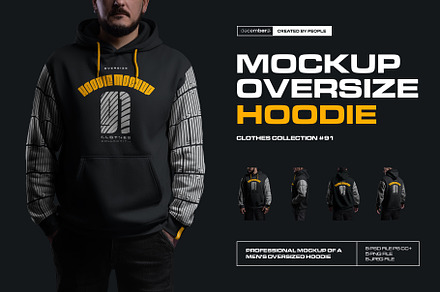 5 Mockups Oversize Hoodie, a Hoody Mockup by Grow Design Craft Studio