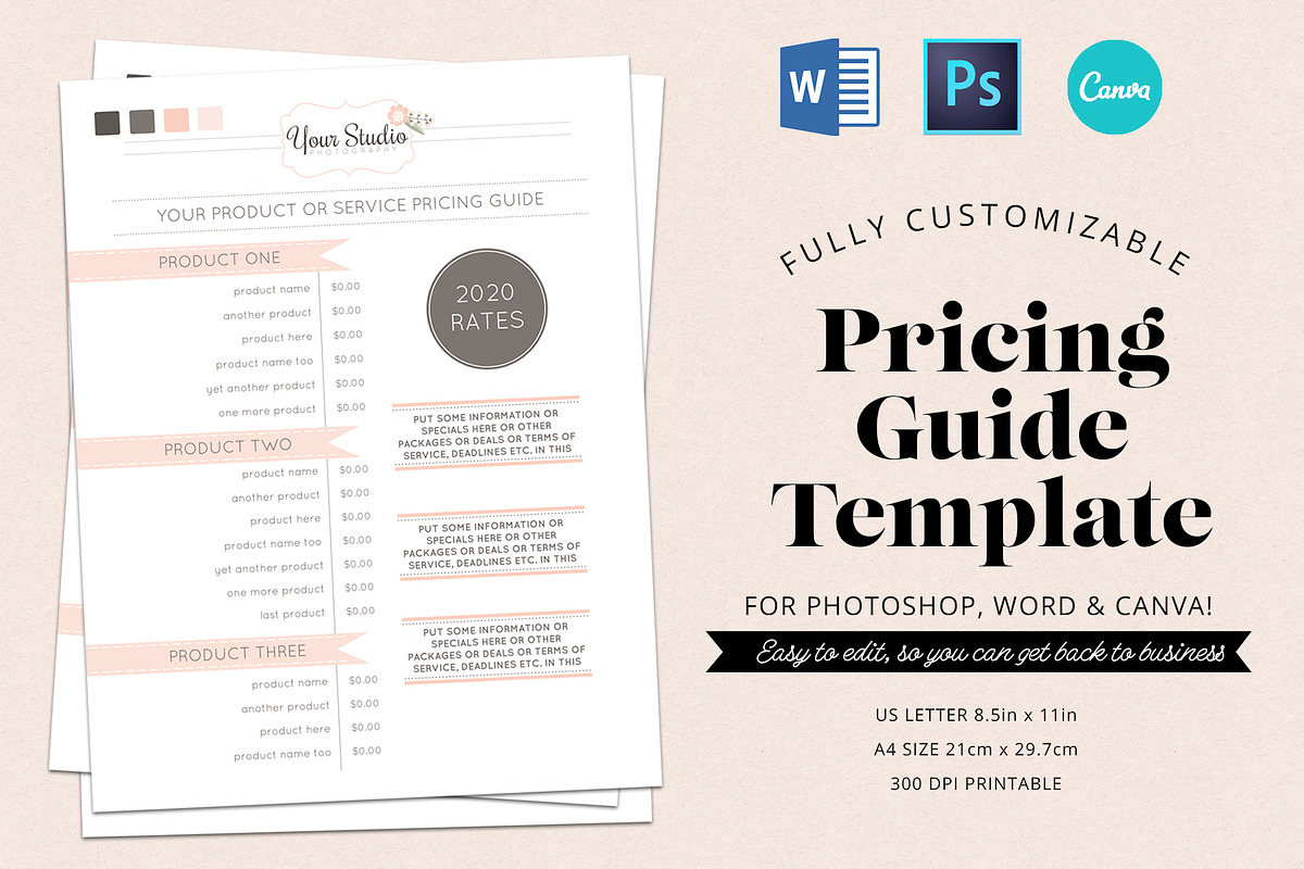 Pricing Guide Template, a Stationery Template by Blissful Pixels (Photo 1 of 4)