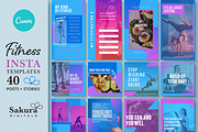 Fitness Instagram Templates Canva, a Social Media Template by Sakura Digitals (Thumbnail 1 of 5)